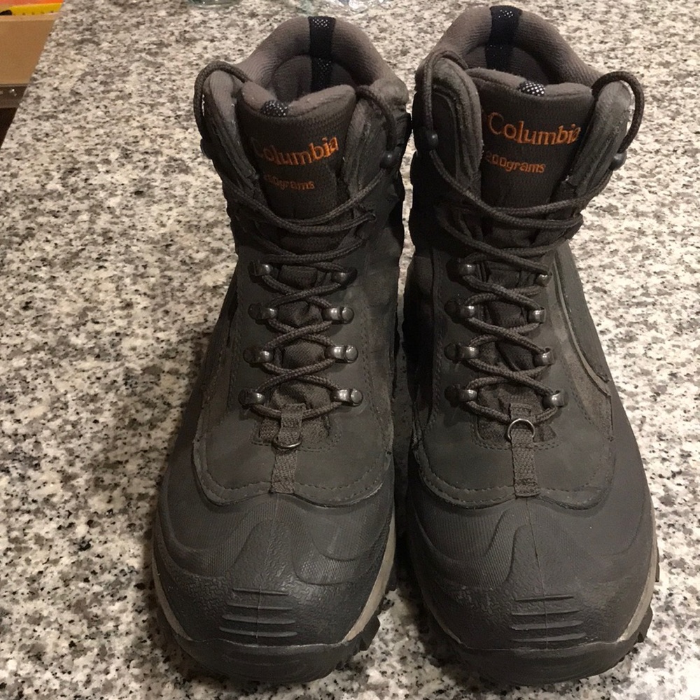 Columbia Mens Brown and Black Lace Up Snow Boots Techlite Omni-Heat size 12